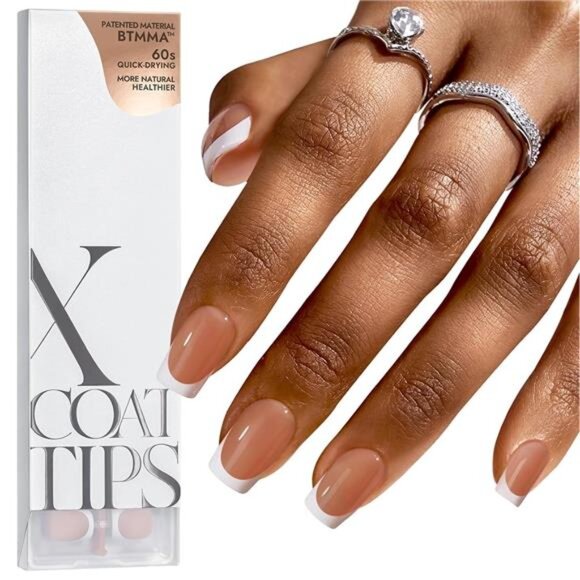 BTArtboxnails XCOATTIPS French Tip Nails, 160pcs Short Square Brown French Tip - Picture 1 of 7